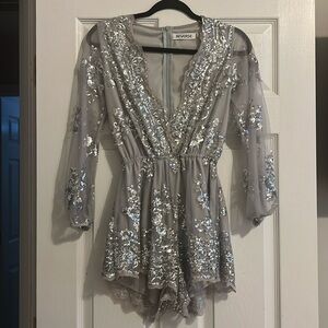 Silver sequin romper